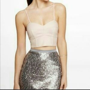 {Express} pink leather crop top xs